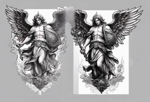 forearm sleeve of michael the archangel tattoo idea