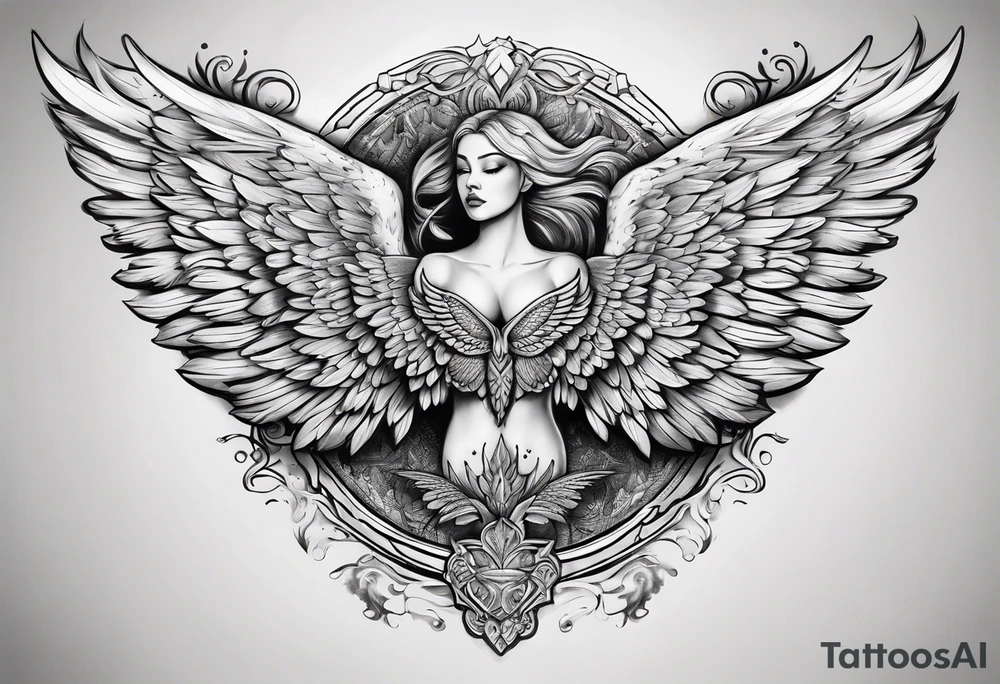 The word Glenn with wings at the side tattoo idea