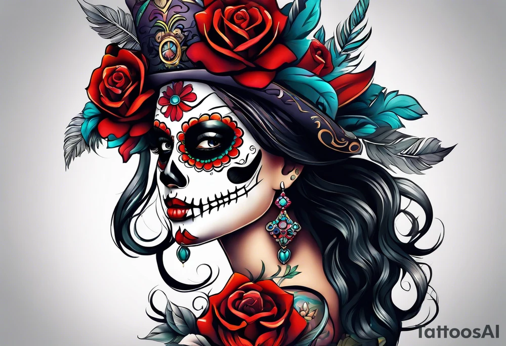 Mexico day of dead tattoo idea