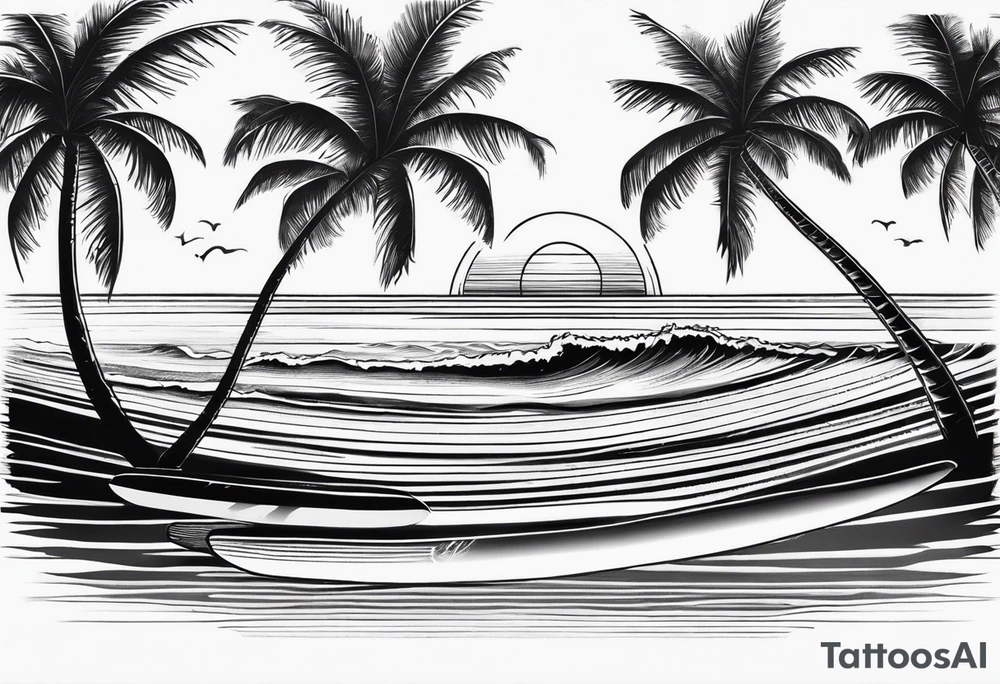 Palm tree, surfing tattoo idea