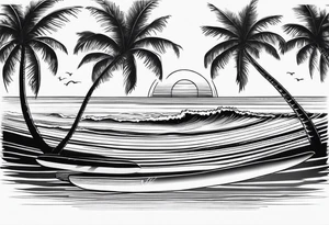 Palm tree, surfing tattoo idea