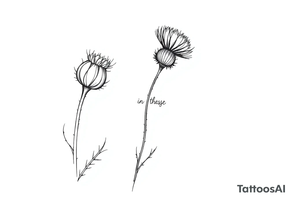 thistle minimalist for hand with message tattoo idea