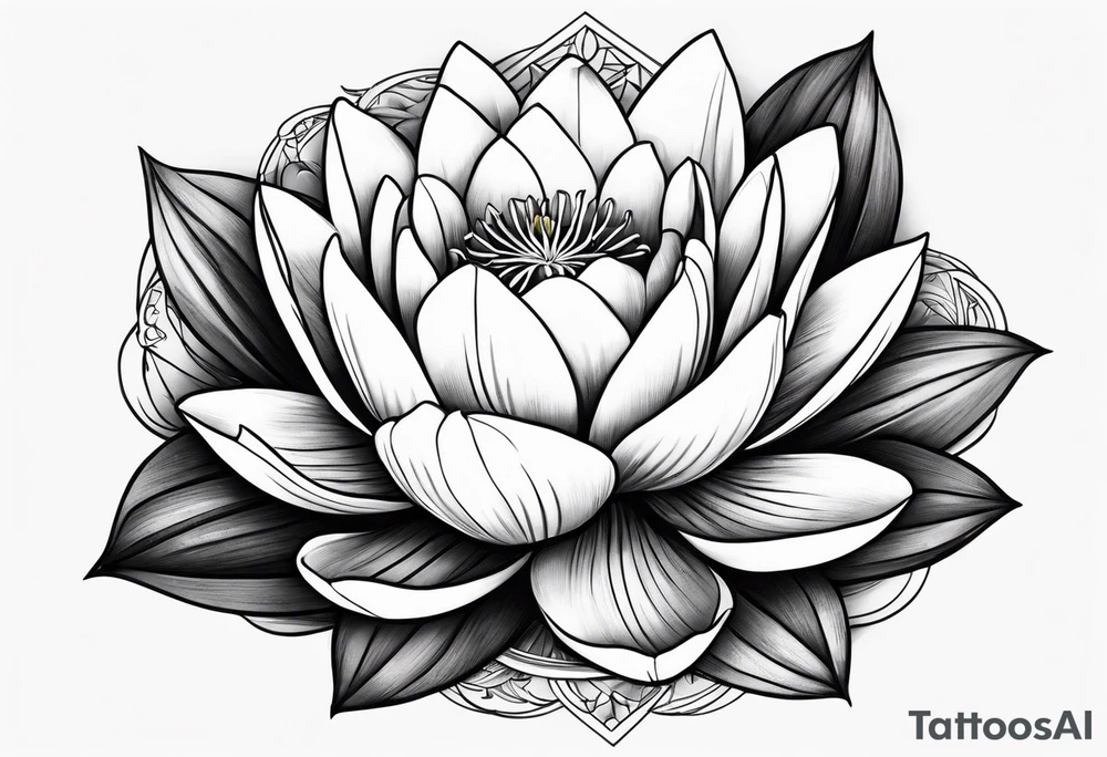 a tattoo with a waterlily and a gladiolus with two surnames tattoo idea