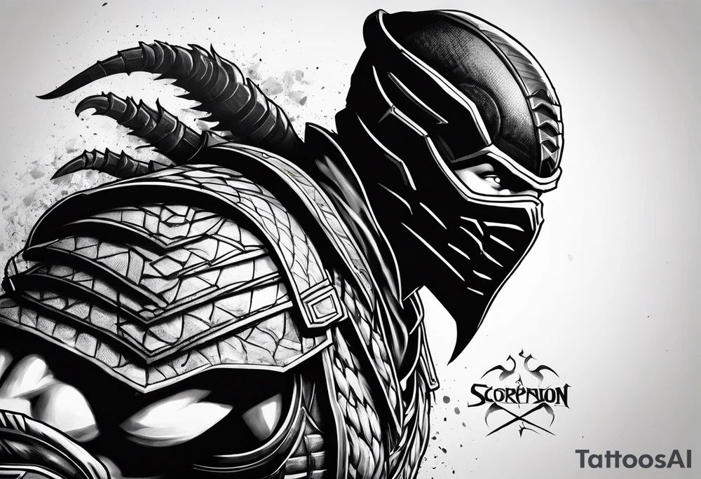 Iconic character Scorpion from Mortal Kombat game tattoo idea