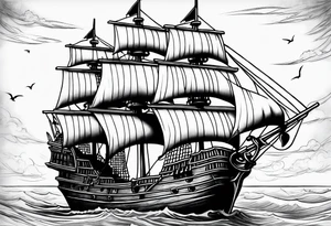 Black pearl pirate ship tattoo idea