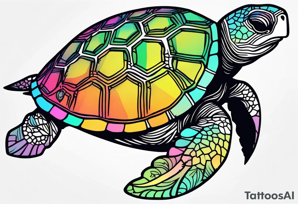 tropical psychedelic turtle, from above tattoo idea