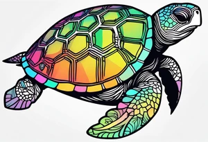 tropical psychedelic turtle, from above tattoo idea