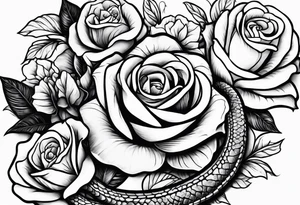 snake and 4 roses tattoo idea