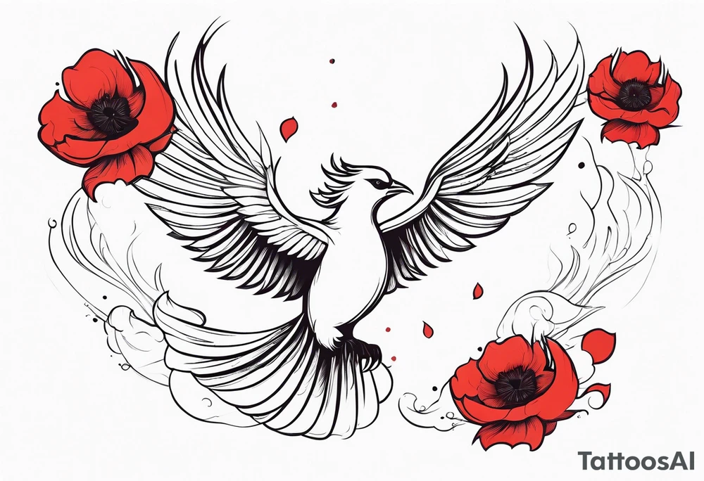 abstract pheonix holding red poppies in flight tattoo idea abstract pheonix holding red poppies in flight tattoo idea