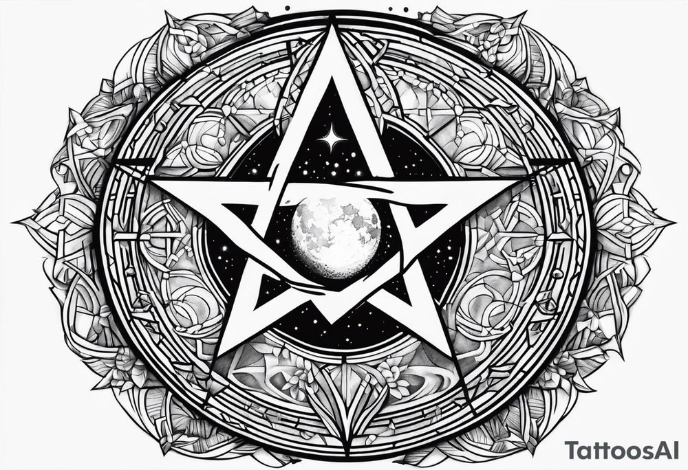 Pentagram eclipse dark tattoo idea