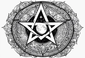 Pentagram eclipse dark tattoo idea