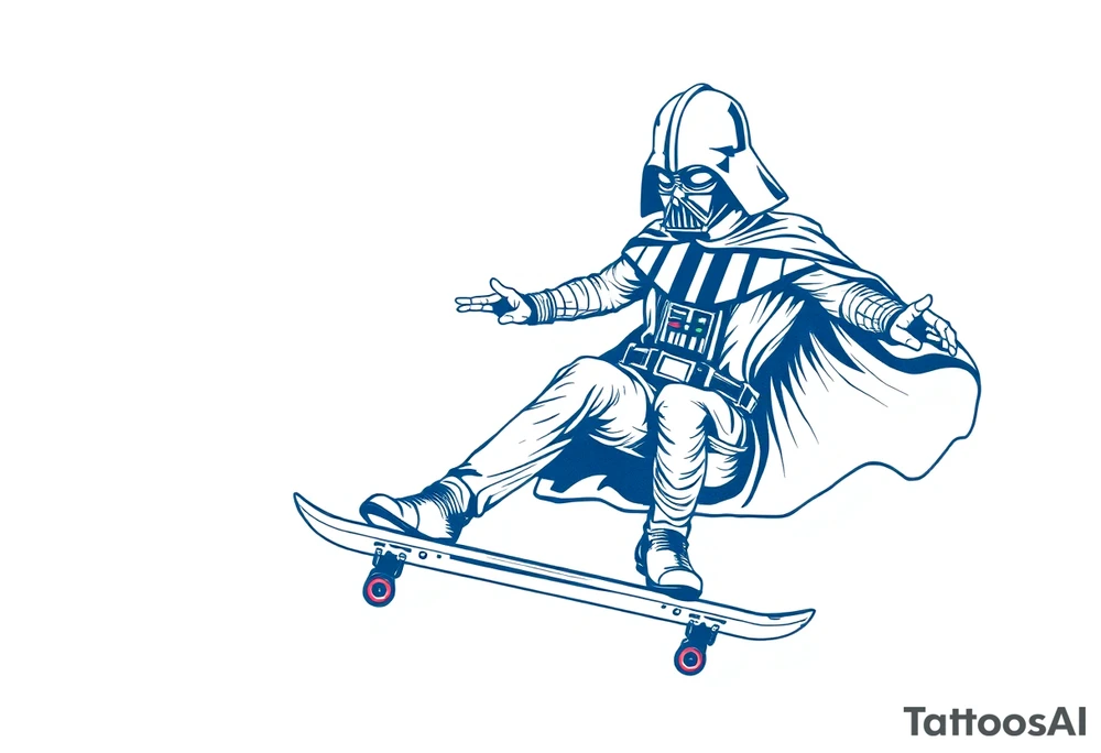 Darth Vader skateboarding >
blue & red tattoo idea
