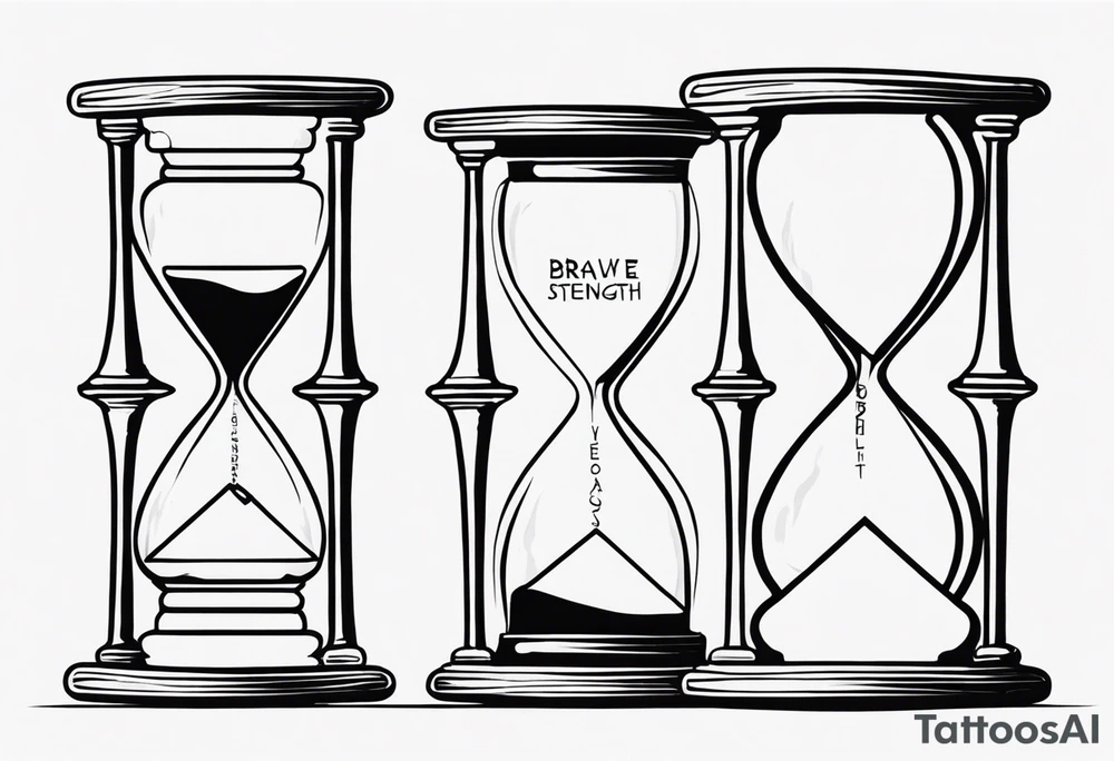 Hour glass with words brave and strength inside. 
Make it look like it’s fading away tattoo idea