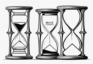 Hour glass with words brave and strength inside. 
Make it look like it’s fading away tattoo idea