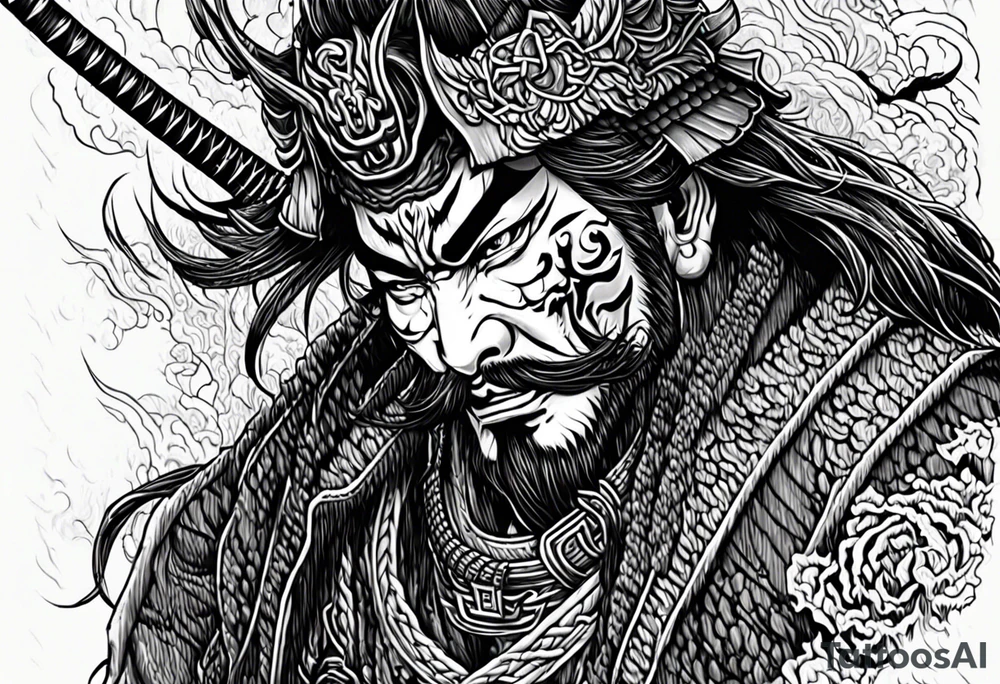 samurai beheading demon tattoo idea