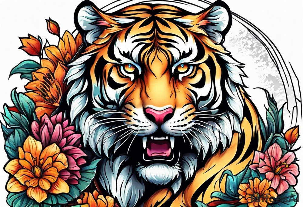 Tiger under the sun tattoo idea