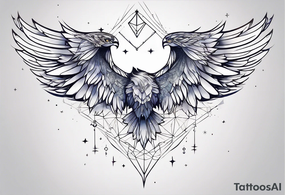 Constellation, wing , snow , géométric tattoo idea