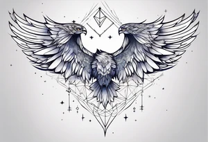 Constellation, wing , snow , géométric tattoo idea