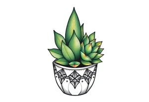 cute cacti and succulent in a pot tattoo idea