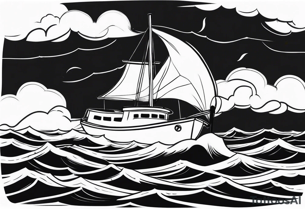 boat on stormy seas tattoo idea