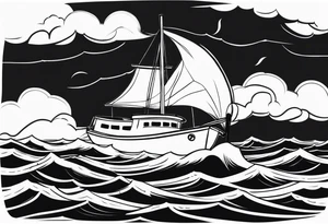 boat on stormy seas tattoo idea