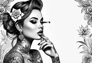 girl with tattoos smoking weed,full body tattoo idea