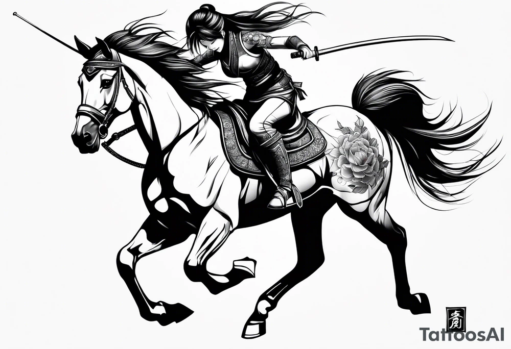 Horse samurai girl tattoo idea