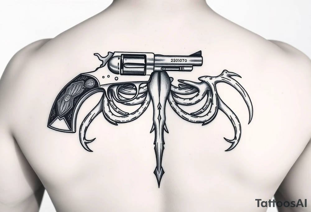 Small pistol Cody 
Small pistol Cordero 
For pelvic bone tattoo idea