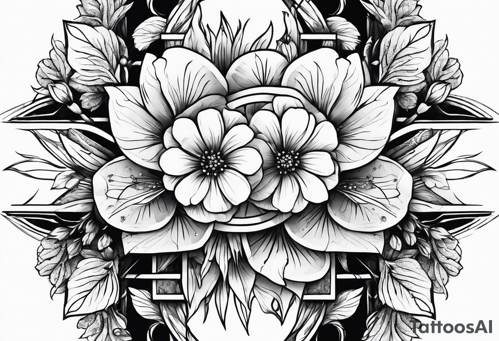 snsword shattering into flower tattoo idea