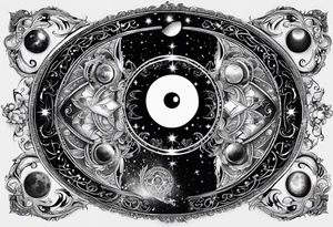 Astrology, Cancer & Aquarius, Natal Chart, angelic, vision, planetary, yin yang, the moon, spiritual third eye, mystical armband tattoo idea