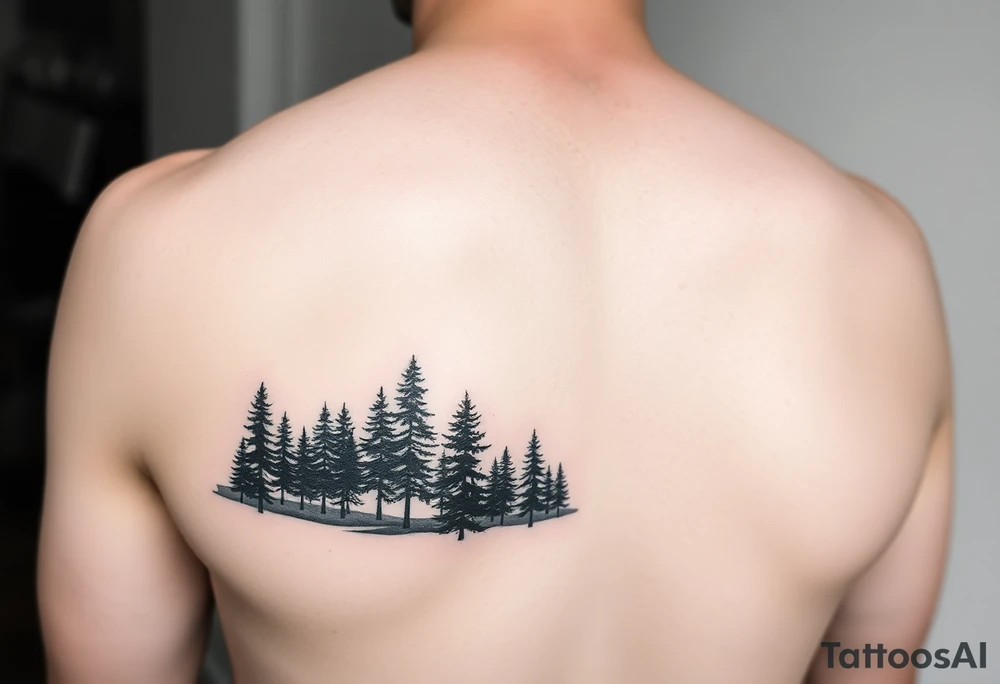 Coniferouse forest silhouette around the forearm a tattoo tattoo idea