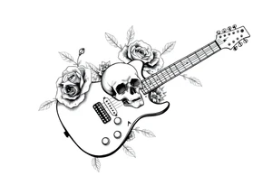 Electric guitar with skulls and roses tattoo idea