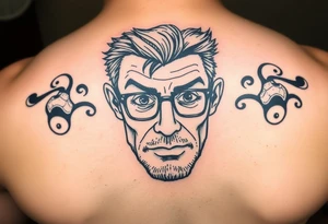 The face of a nerdy man emphasized that he should be used as a urinal tattoo idea