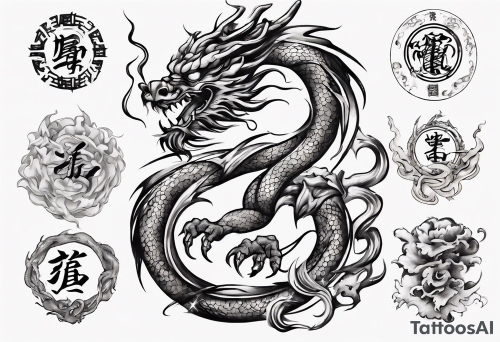 Number 24 with a Chinese dragon around it tattoo idea