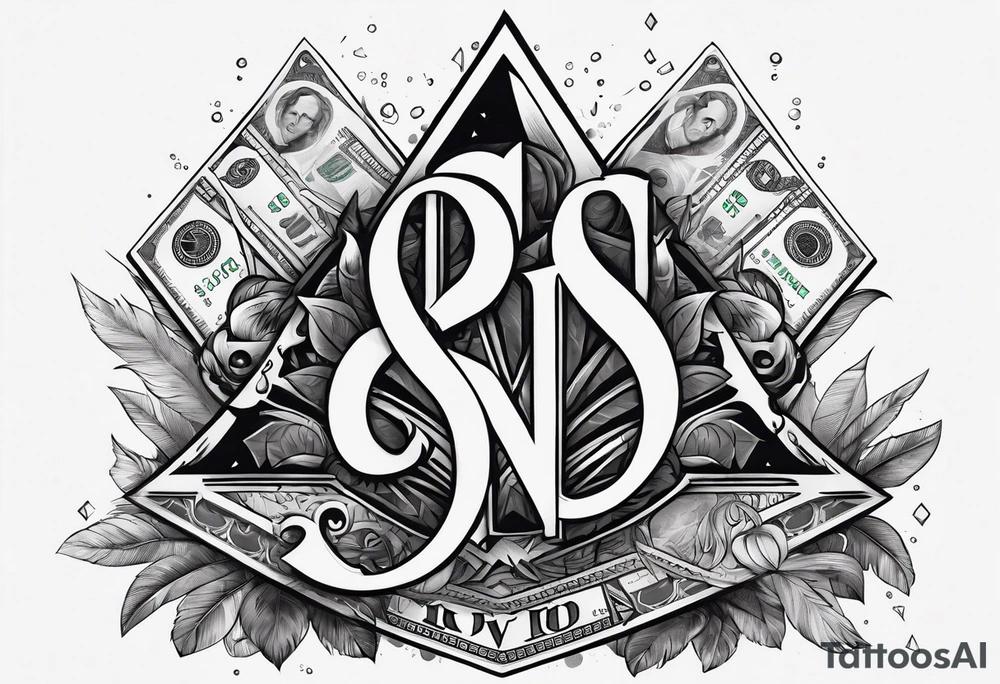 Savage letters smoke rising money tattoo idea