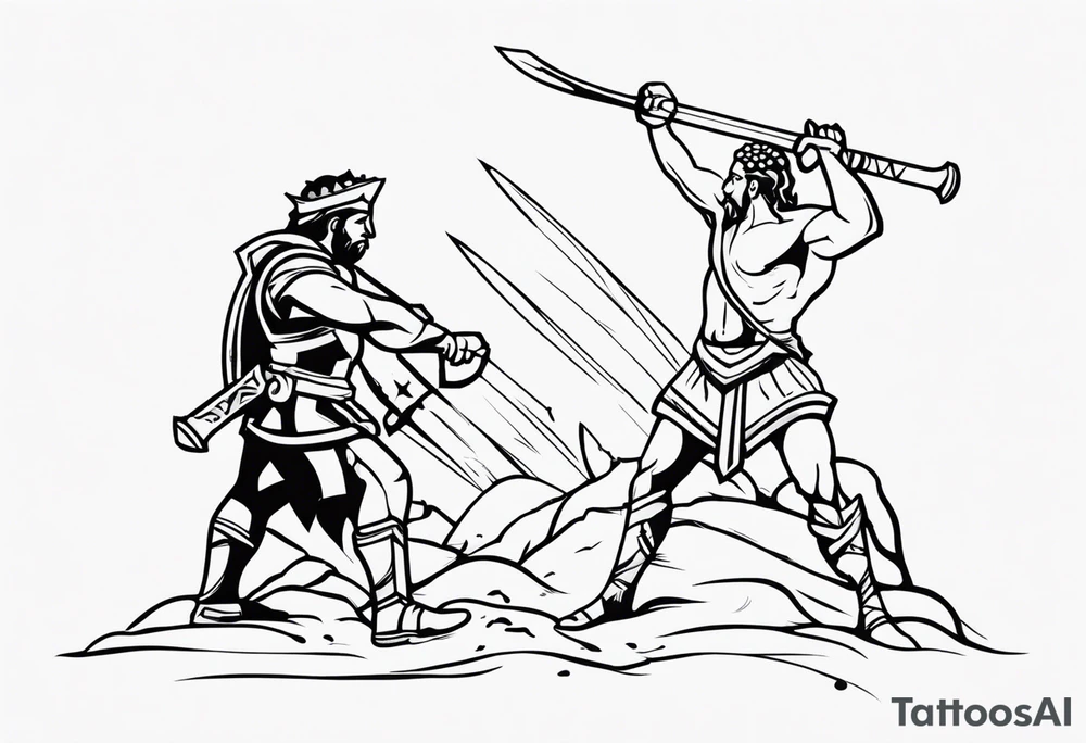 Simple David and Goliath tattoo idea