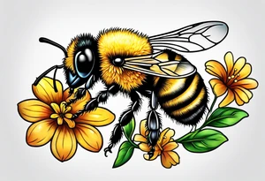 Little Bee and flowers tattoo idea