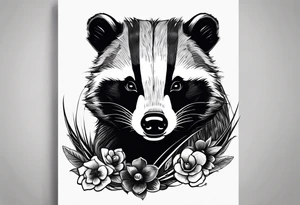 aggressive and killer badger/wolverine with cute face and some quotes tattoo idea