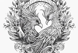 Phoenix with virgo and tree tattoo idea