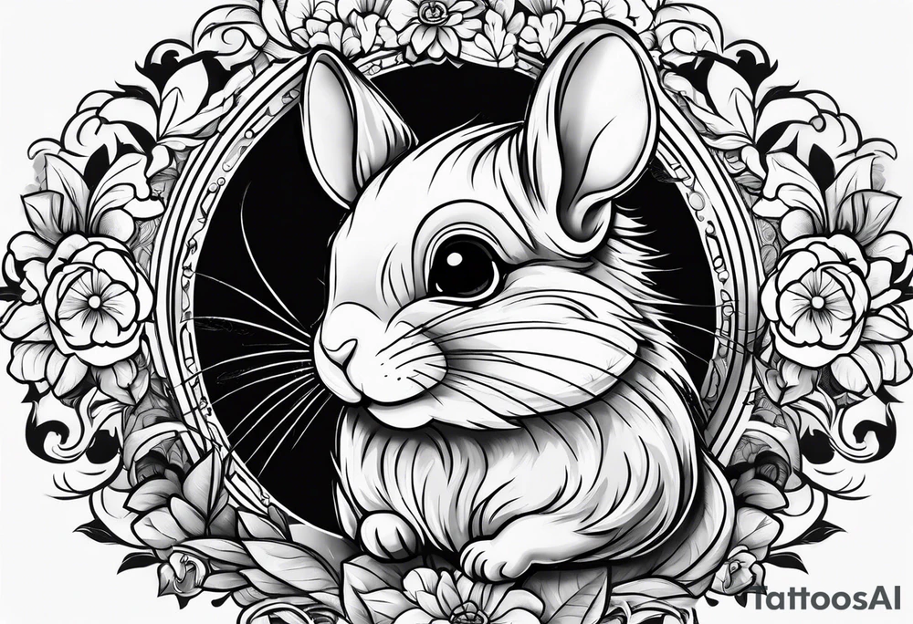 Cute sassy Chinchilla without flowers tattoo idea