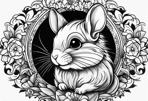 Cute sassy Chinchilla without flowers tattoo idea