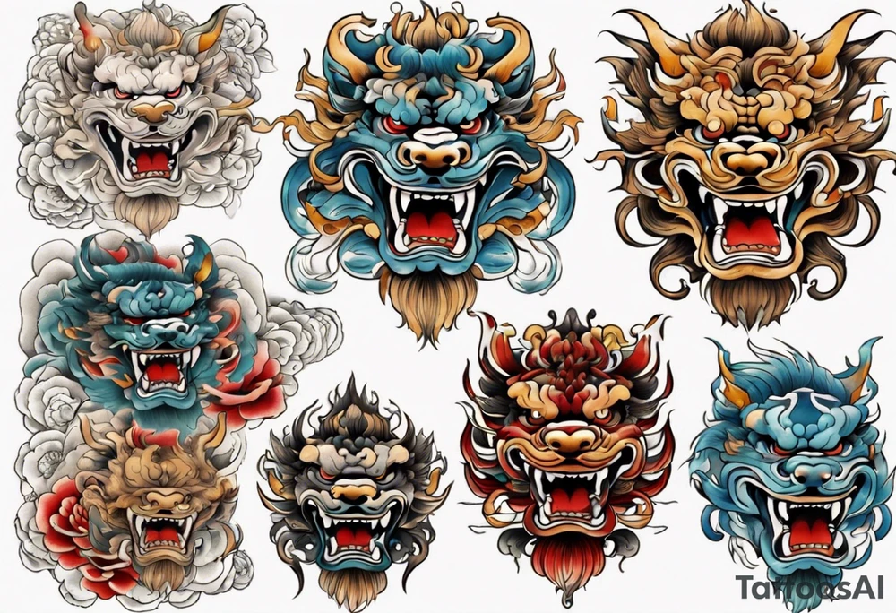 Foo dog full body tattoo idea