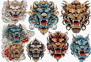 Foo dog full body tattoo idea