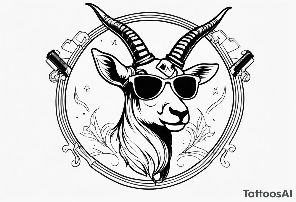capricorn with sunglasses and shotgun tattoo idea