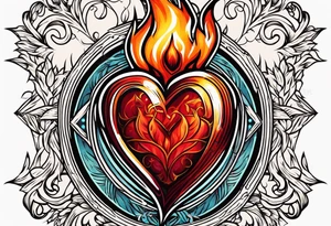 sacred heart vintage traditional tattoo flames tattoo idea