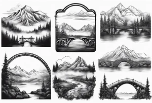 goledn gate bridge and mountain landscape with fog rolling in tattoo idea