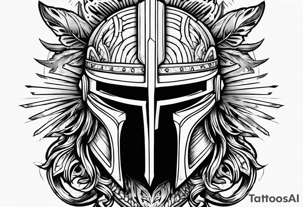 Valhalla  warrior soldier helmet tattoo idea