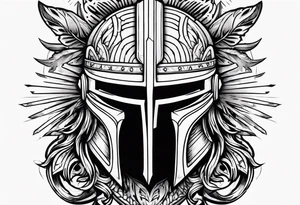 Valhalla  warrior soldier helmet tattoo idea