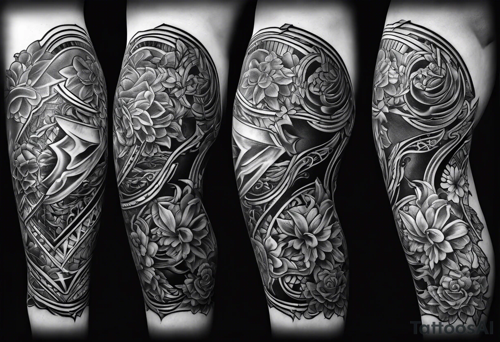 lower leg sleeve armor tattoo idea