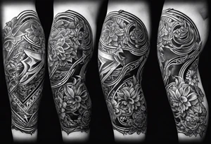 lower leg sleeve armor tattoo idea